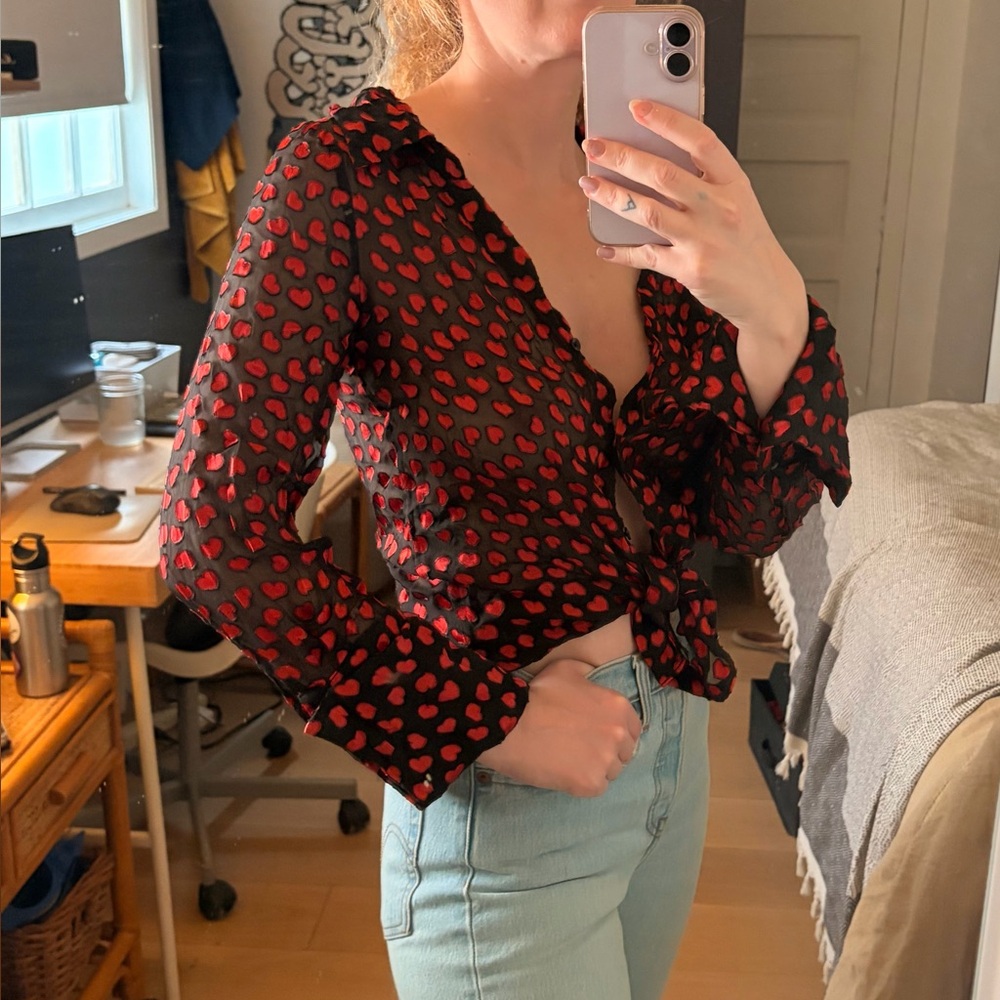 Heart Pattern Sheer Blouse from Alice + Olivia